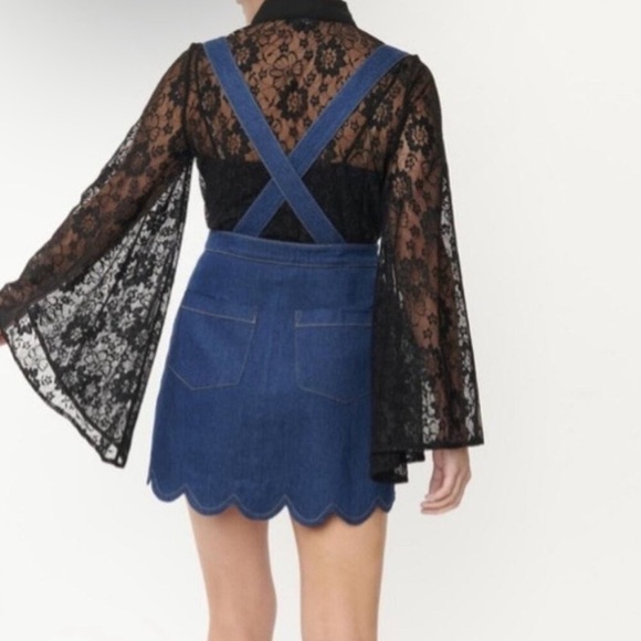 Smak Parlour Unique Vintage NWT NEW Denim Scallop Hem Suspender Mini Skirt Small - Picture 5 of 16